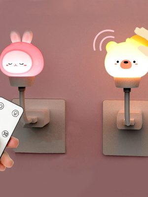 LED Children USB Plug In Light Cute Cartoon Night Lamp Bear Remote Control for Baby Kid Bedroom Decor Bedside Christmas Gift