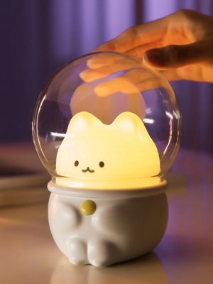 Kawaii Led Night Light Space Capsule Cute Cat Rabbit Lamp For Kid Baby Children Bedroom Bedside Decor Light Children'S Gift Lamp