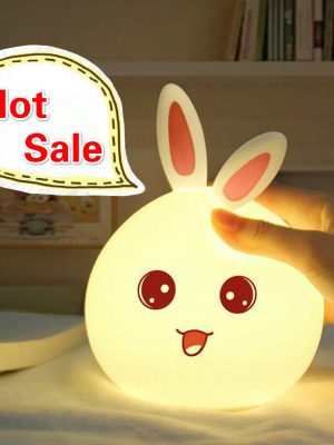 Colorful Rabbit Silicone Lamp Nursery Night Light Room Nightlight Lighting Portable Children LED Rabbit Bunny Lamp Night Light