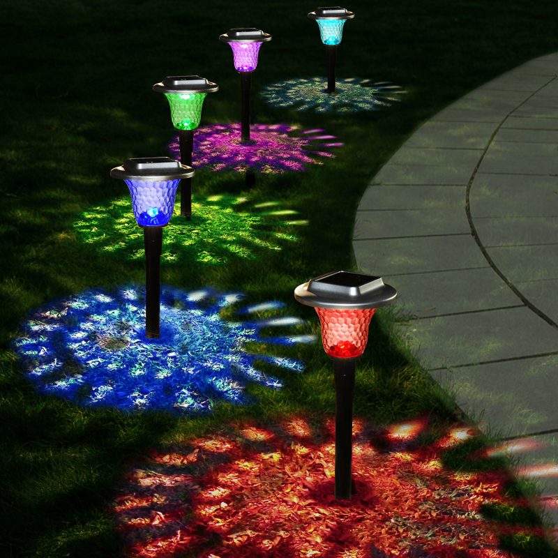 Outdoor Waterproof Ground Landscape Lighting Auto On Off Solar Pathway Stainless Steel Glass Garden Lawn Spike Lights