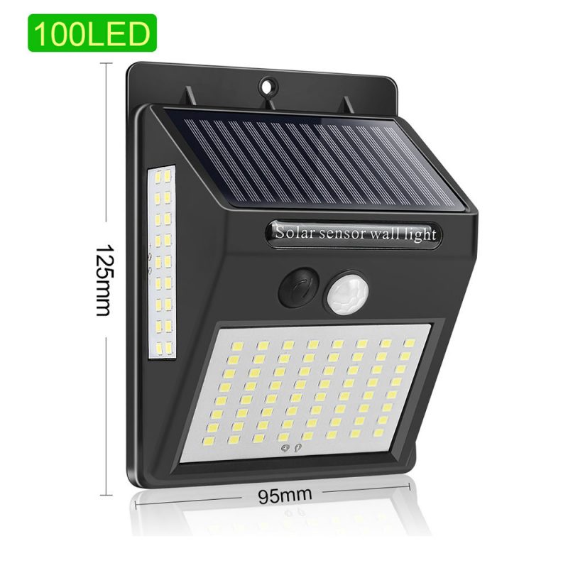 Outdoor Waterproof Gate Corridor Garden Decoration Street Lamp PIR Motion Sensor 100 LED 3Mode Solar Led Wall Light