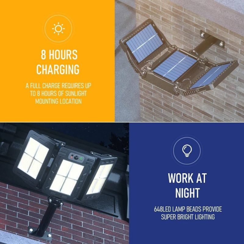 Outdoor Waterproof Garden Wireless Sensor Motion Security Wall Lamp 3 Lighting Mode Folding All In One Led Solar Street Light