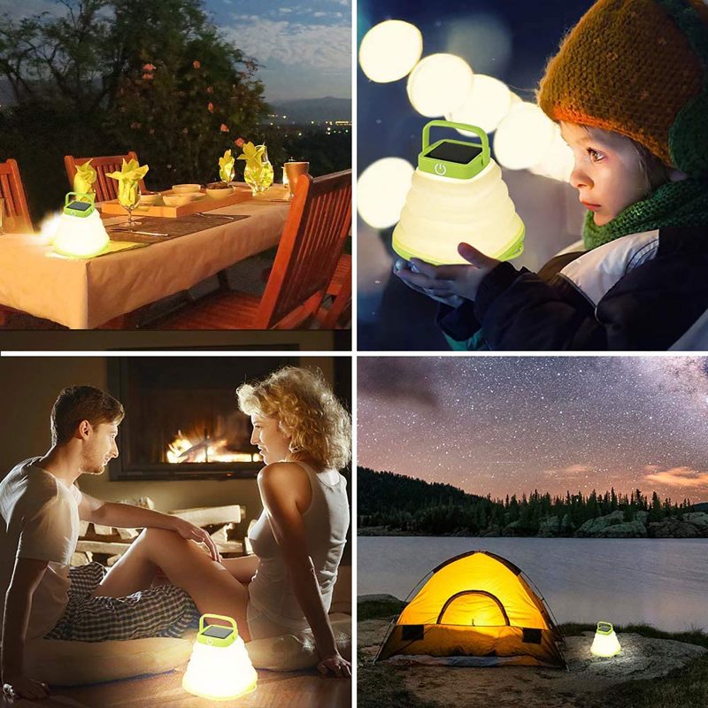 Outdoor Waterproof Portable Foldable Hanging Flashlight Usb Rechargeable Solar Powered Camping Light Tent Lamp