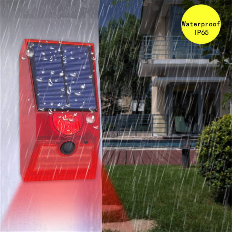 Multi-Function Solar Alarm Lamp Remote Control Security Alarm Siren Pir Motion Sensor Detector Wall Light For Home Yard Outdoor