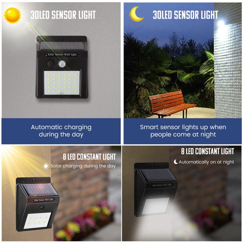 Outdoor Waterproof Gate Corridor Garden Decoration Street Lamp PIR Motion Sensor 100 LED 3Mode Solar Led Wall Light