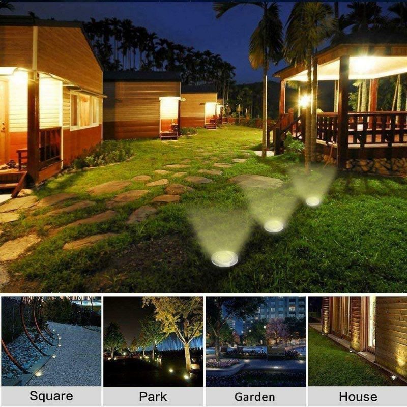 Outdoor Waterproof Solar LED Garden Ground Disk Lights for Pathway Yard Walkway Patio Lawn Path Landscape Lighting Lamp