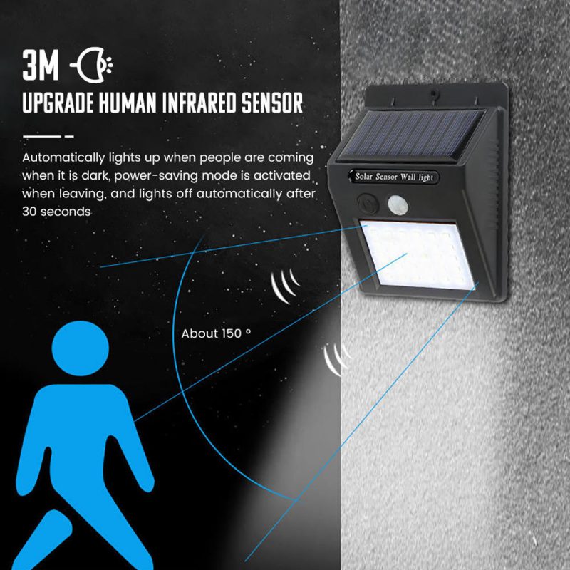 Outdoor Waterproof Gate Corridor Garden Decoration Street Lamp PIR Motion Sensor 100 LED 3Mode Solar Led Wall Light