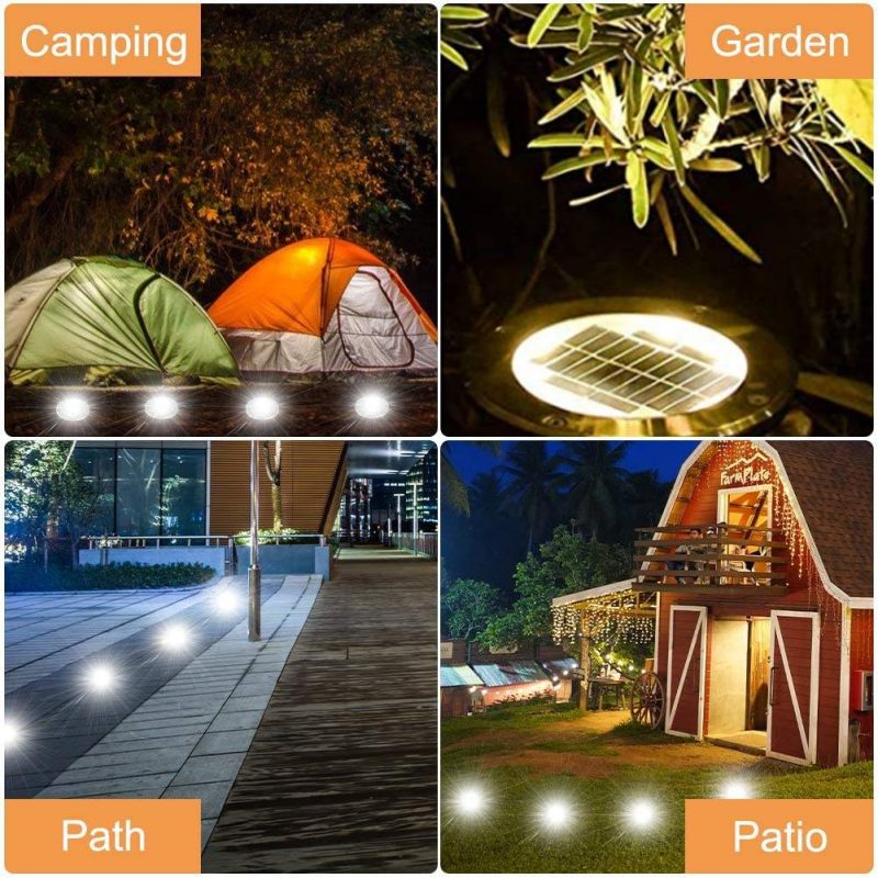 Outdoor Waterproof Solar LED Garden Ground Disk Lights for Pathway Yard Walkway Patio Lawn Path Landscape Lighting Lamp