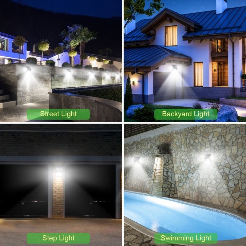 Outdoor Waterproof Gate Corridor Garden Decoration Street Lamp PIR Motion Sensor 100 LED 3Mode Solar Led Wall Light