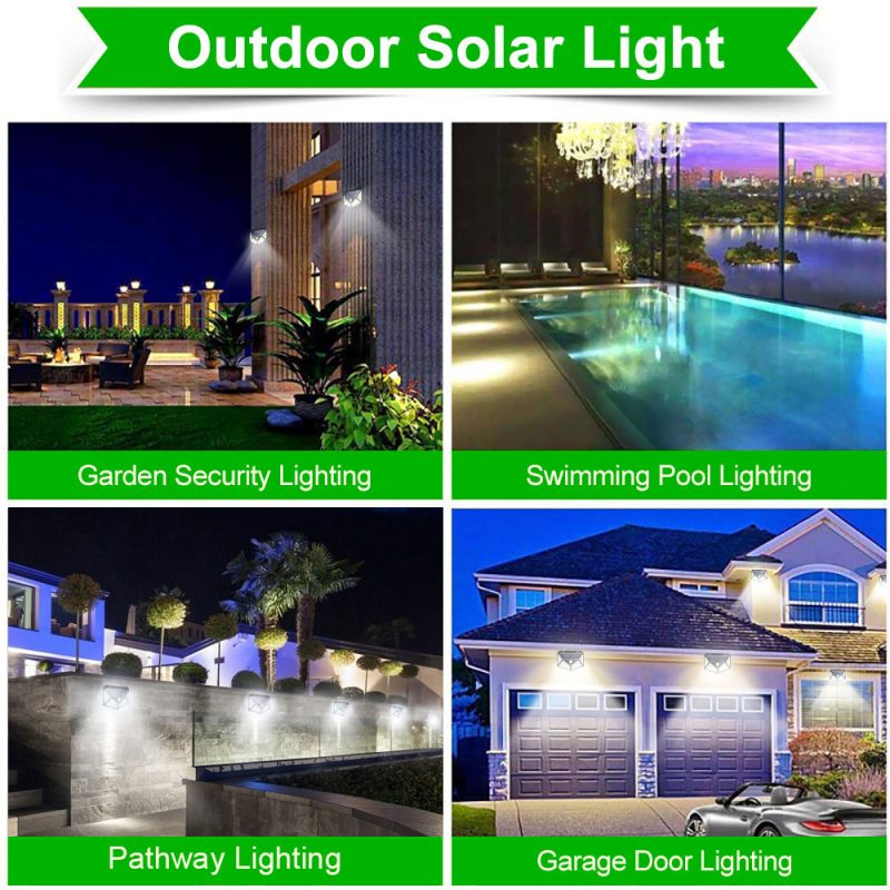 Outdoor IP65 Waterproof Solar Powered 100 LED 3 Modes PIR Motion Sensor Security Light Wall Lamp For Garden Patio Deck Garage