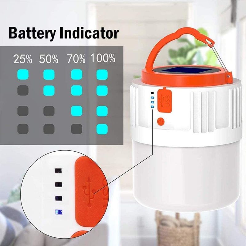 Outdoor Waterproof Portable Usb Rechargeable Solar Led Lantern Emergency Charging Camping Lights Tent Lamp For Bbq Hiking