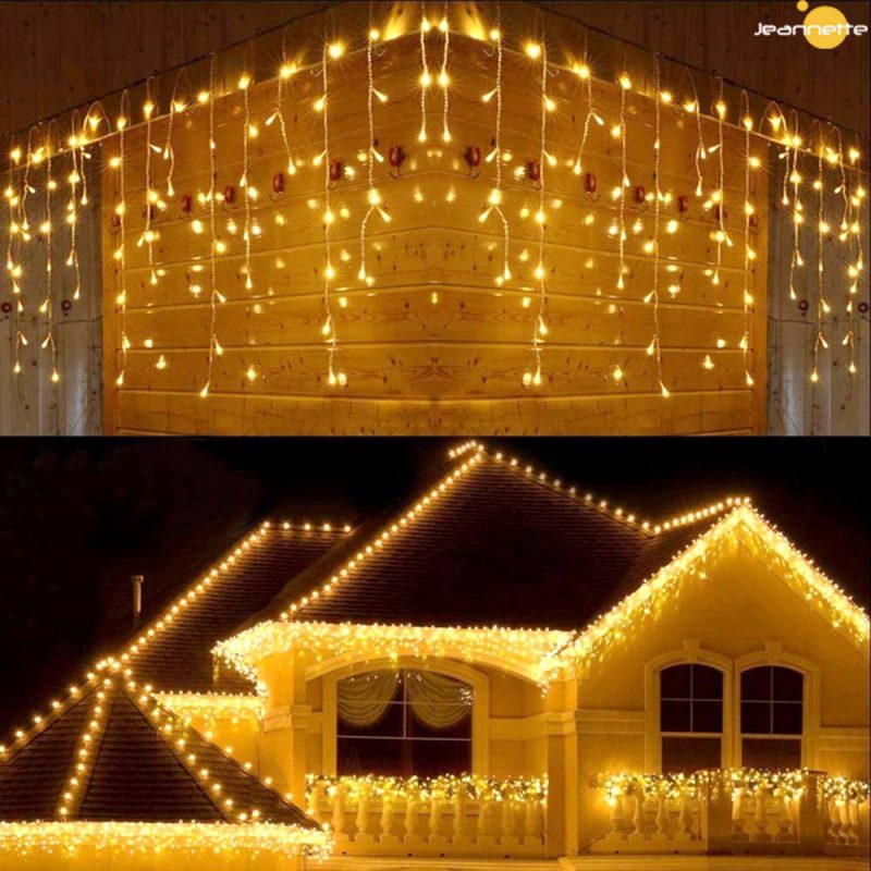 New Year Icicle Light Solar Christmas Decor Home Outdoor LED Curtain Icicle String Led Light Street Garland Winter 5m Droop 0.8m