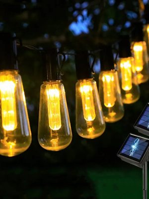 Led Solar String Lights Ip65 Waterproof Outdoor Ramadan Home Decoration Bulb Retro Holiday Garland Garden Furniture Fairy Lamp