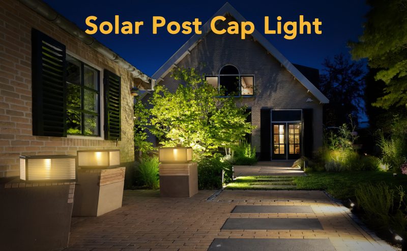 Post Cap Lights Solar Powered, 30cm Metal&Glass Solar Post Cap, Modern Outdoor Post Lights Ip65 Waterproof, Warm and Cold Led Light for Patio Garden Decor