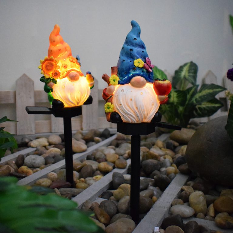 Garden Courtyard Decorative Solar Light Outdoor Gnome Elf Resin Ground Stake Landscape Light