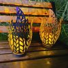 New Cracked Iron Sphere Solar Flame Light Outdoor Waterproof Hollow Lamp Garden Landscape Decorative Light