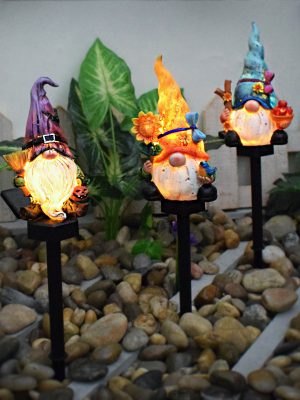 Garden Courtyard Decorative Solar Light Outdoor Gnome Elf Resin Ground Stake Landscape Light