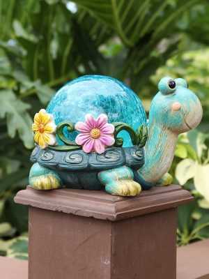 New Outdoor Solar Snail Blue Crystal Ball Sculpture Ornament Creative Resin Garden Landscape Decoration Light