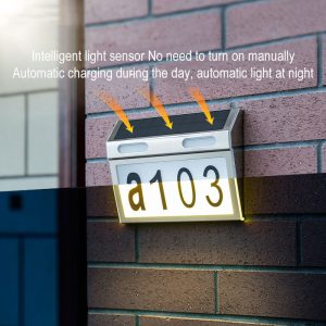 Waterproof Stainless Steel Motion Sensor Led Solar House Address Number Plaque Light For Home Garden Door Lamp Lighting