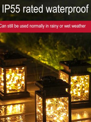 Outdoor Waterproof Garden Patio Layout Festive Decorations Solar Powered Hanging Tree Candle Lanterns Palace Lights