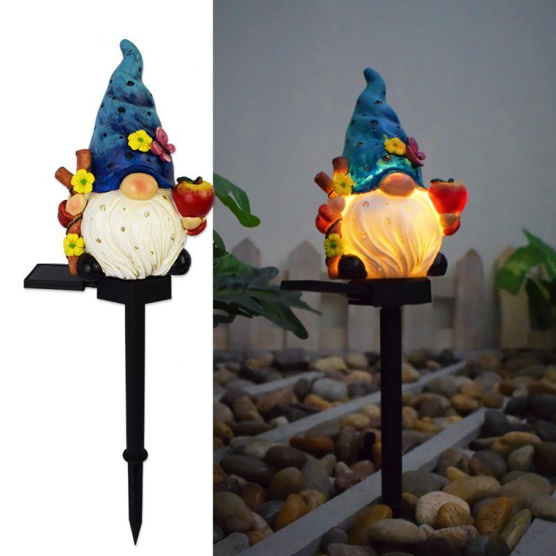 Garden Courtyard Decorative Solar Light Outdoor Gnome Elf Resin Ground Stake Landscape Light