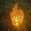 New Cracked Iron Sphere Solar Flame Light Outdoor Waterproof Hollow Lamp Garden Landscape Decorative Light