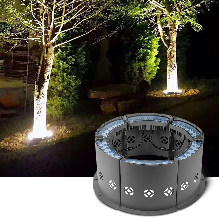 LED Tree-Mount Ring Light Outdoor Waterproof Circular Tree Spotlight RGB Multicolor Landscape Tree Lighting