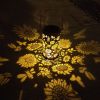 Solar Outdoor Waterproof Patio Light Garden Lawn LED Iron Hollow Sunflower Hanging Lamp