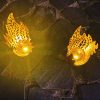 New Cracked Iron Sphere Solar Flame Light Outdoor Waterproof Hollow Lamp Garden Landscape Decorative Light