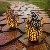 New Cracked Iron Sphere Solar Flame Light Outdoor Waterproof Hollow Lamp Garden Landscape Decorative Light