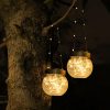 Solar Lantern Outdoor Waterproof Solar Powered Hanging Cracked Glass Globes for Christmas Decoration Garden Tree Ornaments