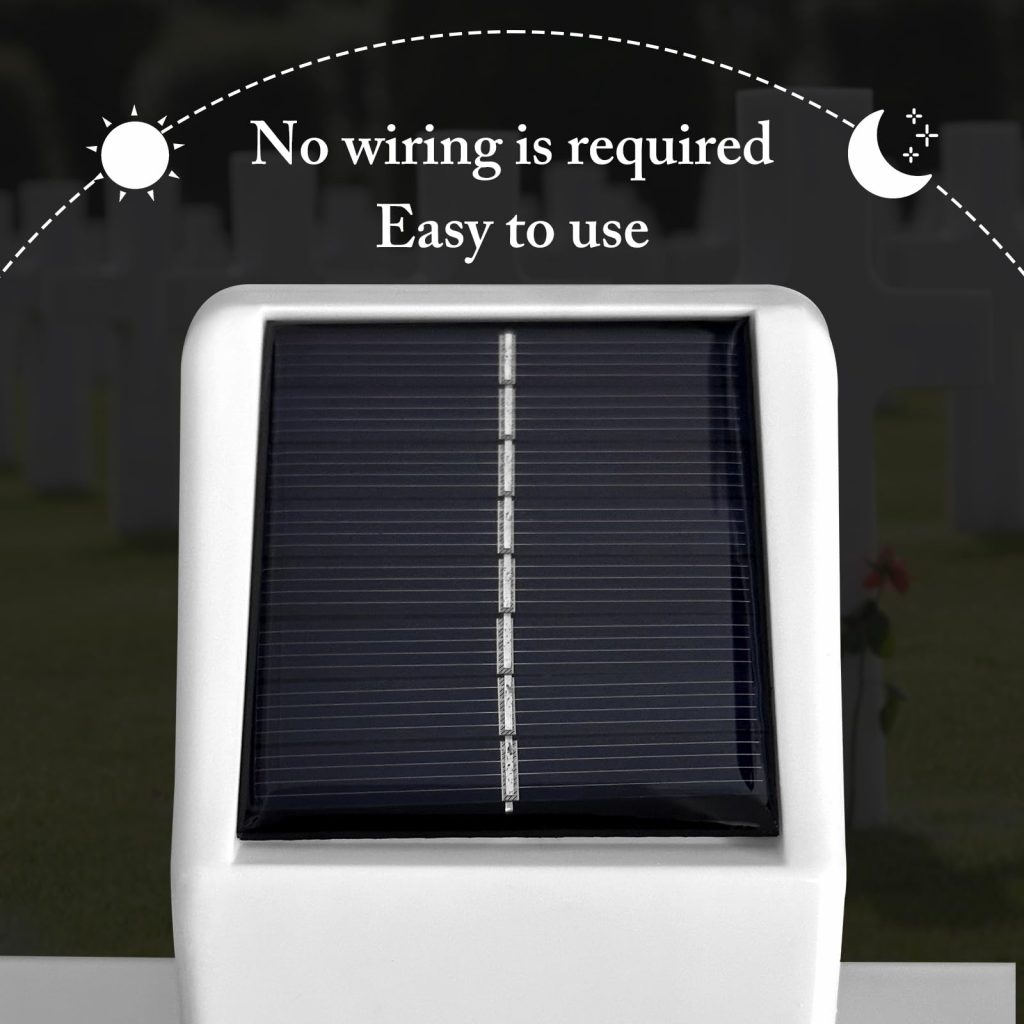 Solar Cross Grave Light White Plastic Illuminated Cross for Cemetery Marker Tombstone