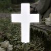 Solar Cross Grave Light White Plastic Illuminated Cross for Cemetery Marker Tombstone