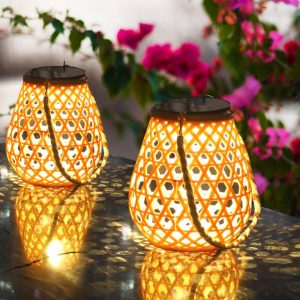 Solar USB Rechargeable Courtyard Light Desktop Chinese-Style Balcony Rattan Floor Portable Outdoor Garden Atmosphere Lamp