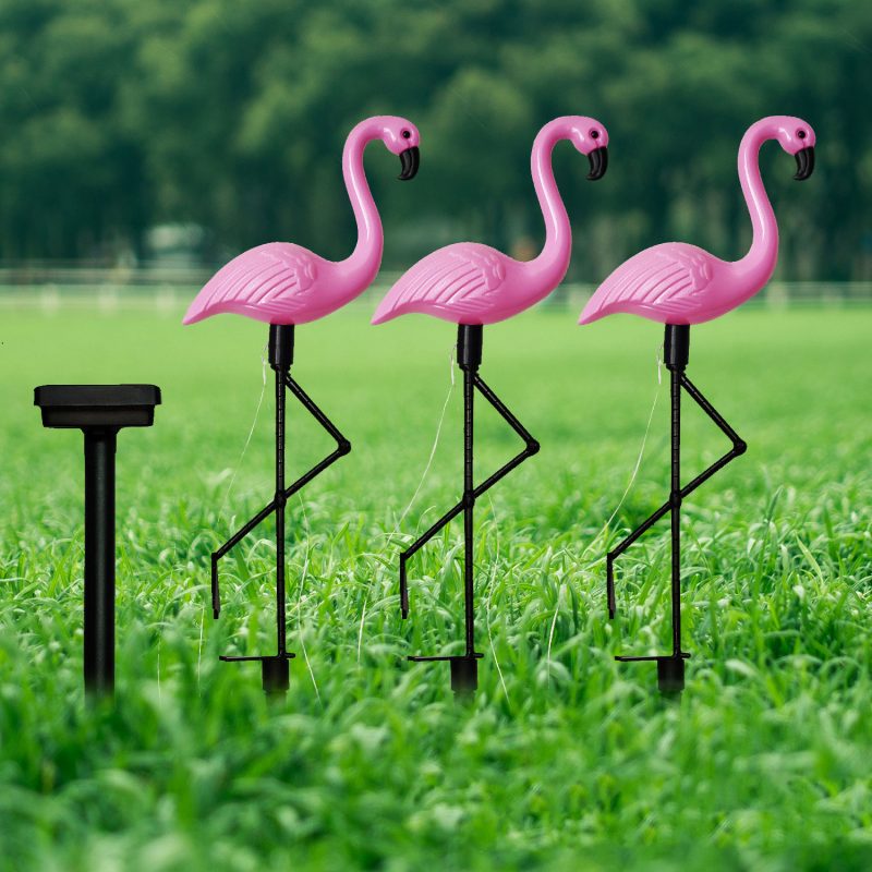 Outdoor Ip65 Waterproof Garden Flamingo Decorative Led Solar Powered Lawn Ground Stake Light For Park Pathway Walkway Decor