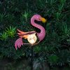 New Iron Solar Flamingo Cracked Glass Stake Light Outdoor Garden Yard Animal Decorative Lawn Lamp