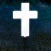 Solar Cross Grave Light White Plastic Illuminated Cross for Cemetery Marker Tombstone