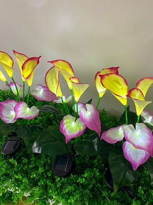 Outdoor Waterproof Garden Patio Path Pathway Decoration Stake Lamp Led Solar Calla Lily Flower Lawn Light