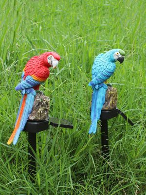 Outdoor Waterproof Led Solar Powered Parrot Garden Stakes Light For Patio Walkway Pathway Decorative Landscape Lamp