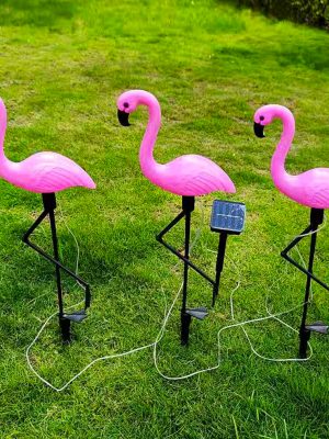 Outdoor Ip65 Waterproof Garden Flamingo Decorative Led Solar Powered Lawn Ground Stake Light For Park Pathway Walkway Decor