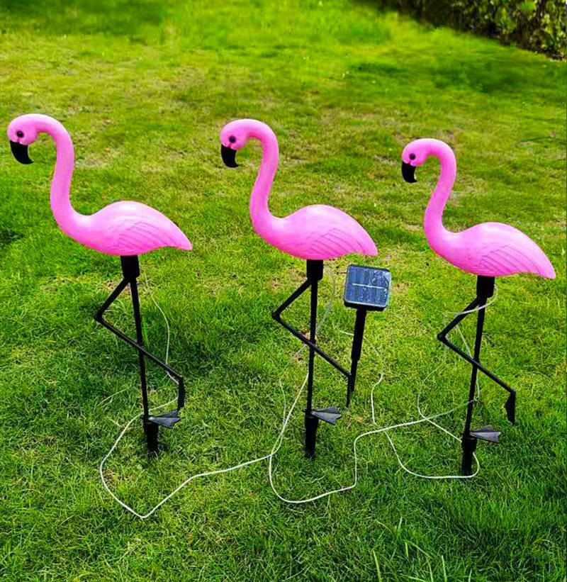 Outdoor Ip65 Waterproof Garden Flamingo Decorative Led Solar Powered Lawn Ground Stake Light For Park Pathway Walkway Decor