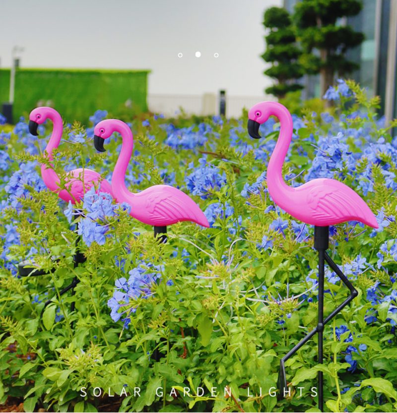 Outdoor Ip65 Waterproof Garden Flamingo Decorative Led Solar Powered Lawn Ground Stake Light For Park Pathway Walkway Decor