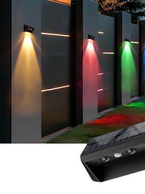 Outdoor Solar Fence Light with Lens LED Railing Wall Light Warm Cool RGB Waterproof Deck Fence Patio Backyard