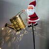 Solar Christmas Santa Watering Can Light Outdoor Iron Craft Landscape Lamp for Lawn Decoration