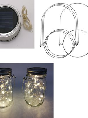 Solar Glass Jar with 30 LED Lights Mason Jar Accessory with Copper Wire Firefly-Style Hanging Lantern for American Gardens