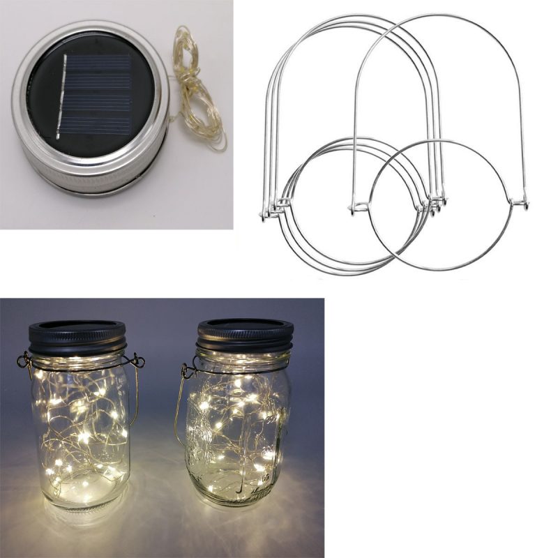 Solar Glass Jar with 30 LED Lights Mason Jar Accessory with Copper Wire Firefly-Style Hanging Lantern for American Gardens