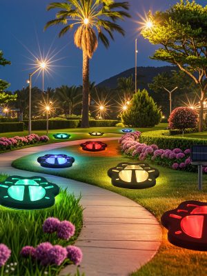 Solar Ladybug Butterfly Lights 3-in-1 Outdoor LED Cat Paw Bear Paw Stake Lights for Lawn and Garden