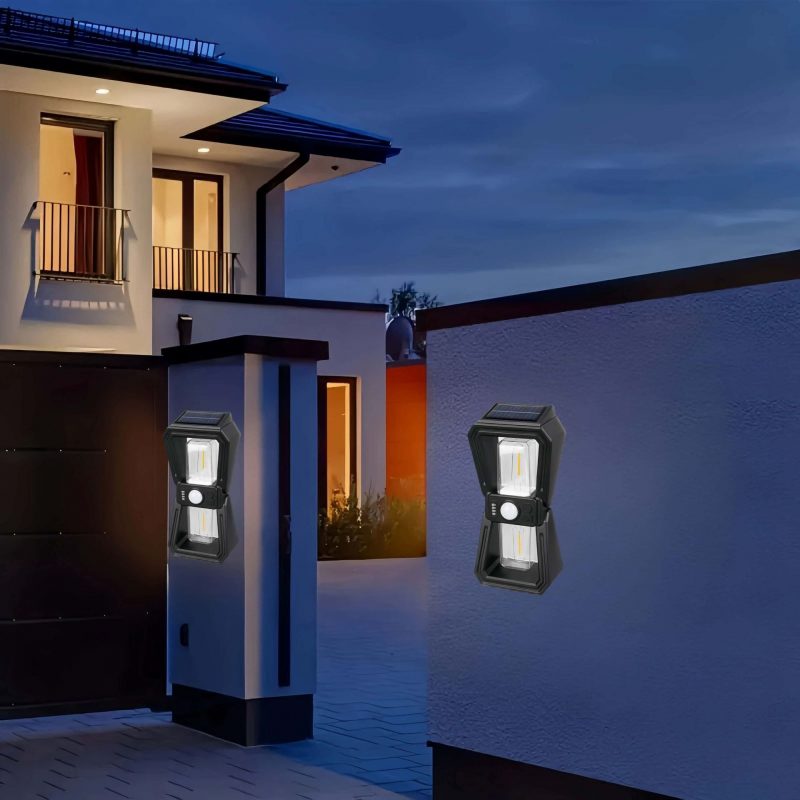 New Solar Outdoor Wall Light with Motion Sensor Multiple Modes Tungsten Filament Design for Garden and Villa Lighting