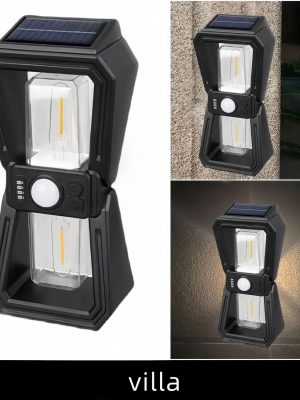 New Solar Outdoor Wall Light with Motion Sensor Multiple Modes Tungsten Filament Design for Garden and Villa Lighting