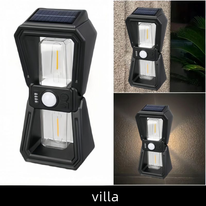 New Solar Outdoor Wall Light with Motion Sensor Multiple Modes Tungsten Filament Design for Garden and Villa Lighting